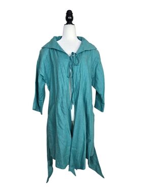 Kaliyana linen Teal Tie-front and  open back Lightweight Cardigan Sweater